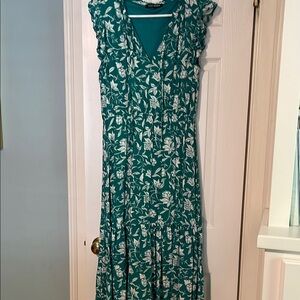 Floral Teal and White Dress